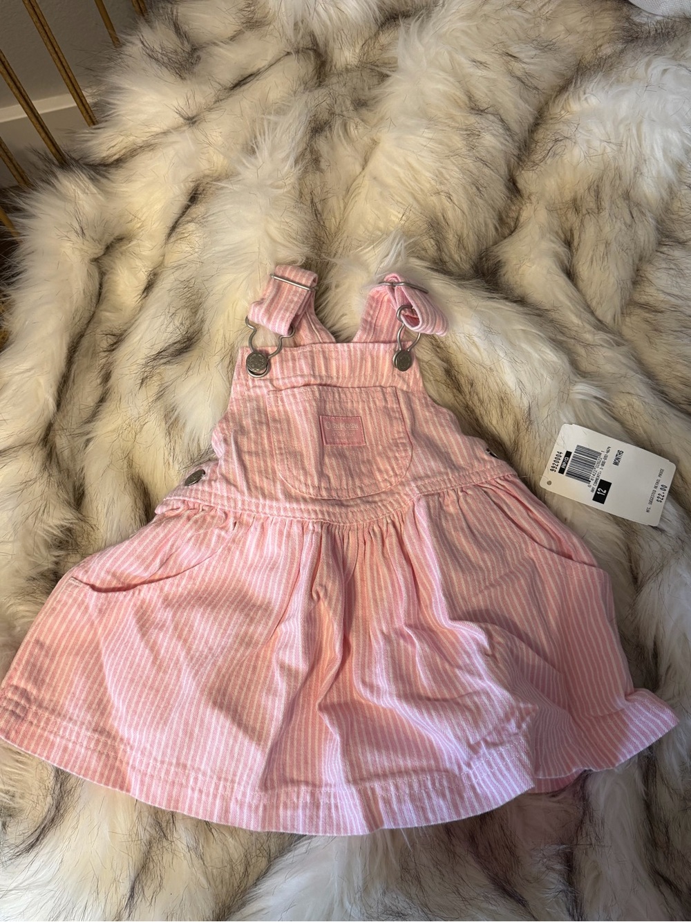 NWT Osh Kosh Pink Striped Overall Skirt for Girls - Brand: